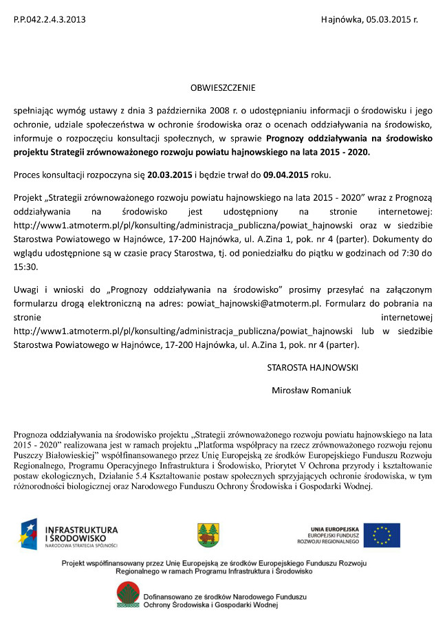 Ogłoszenie o konsultacjach